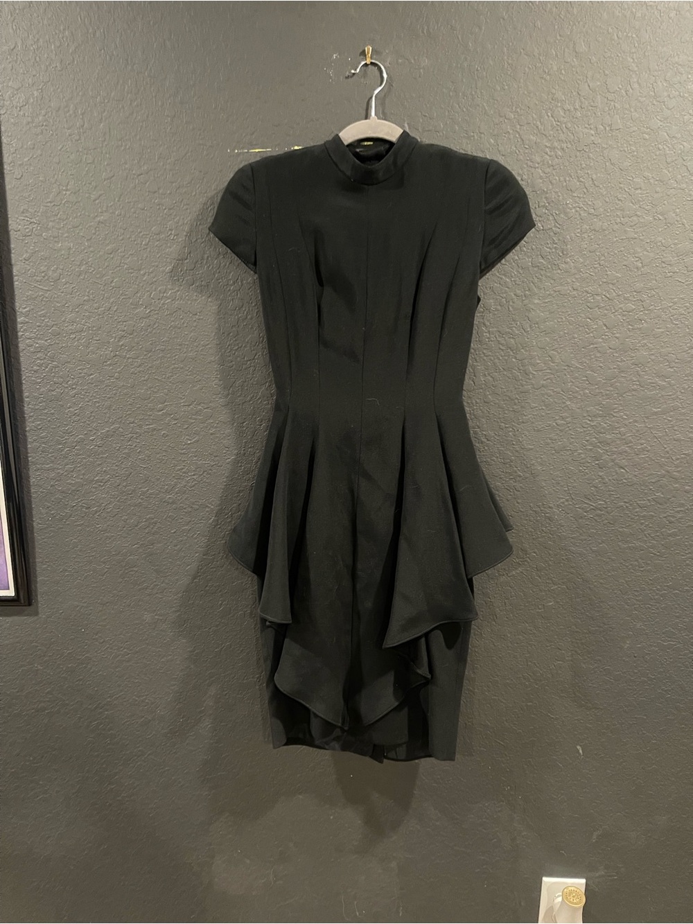 Nipon Boutique Black Short-Sleeve Peplum Layered Mini Dress